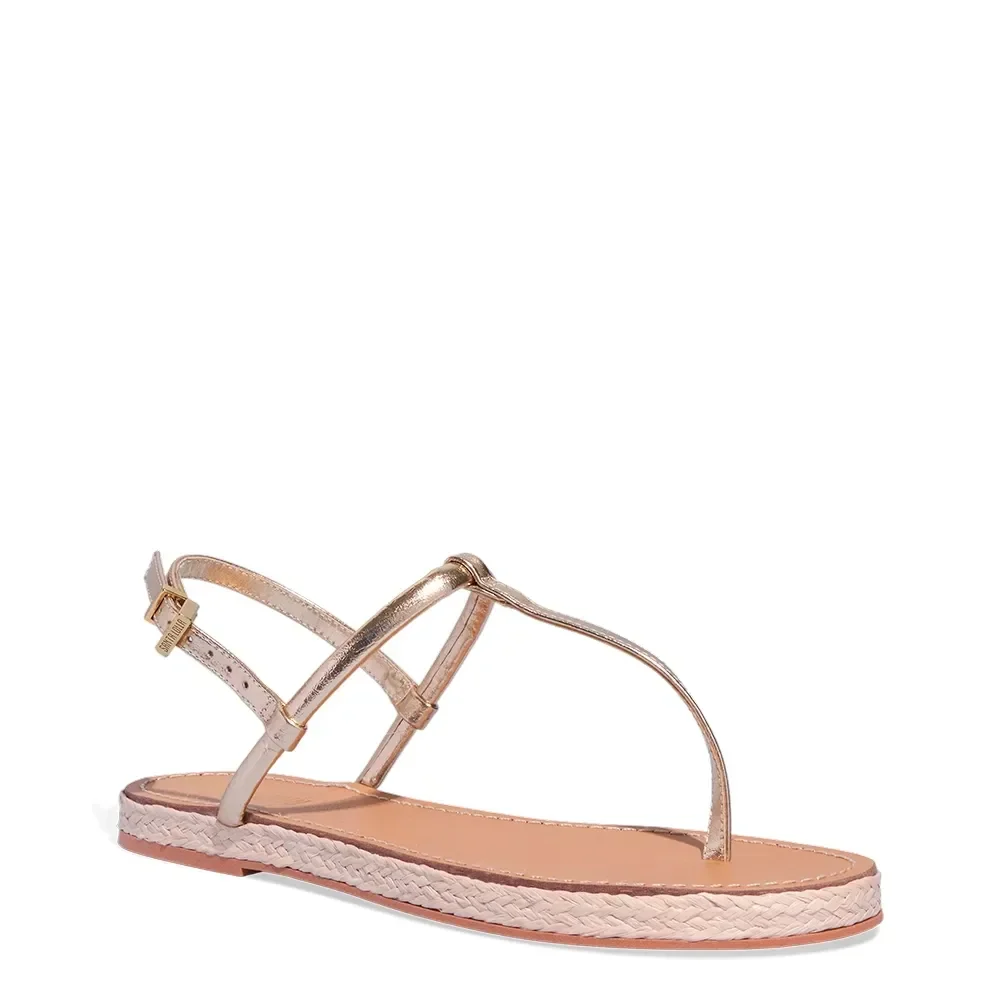 Rasteira Espadrille Dourada Metalizada - vista 2 de 4