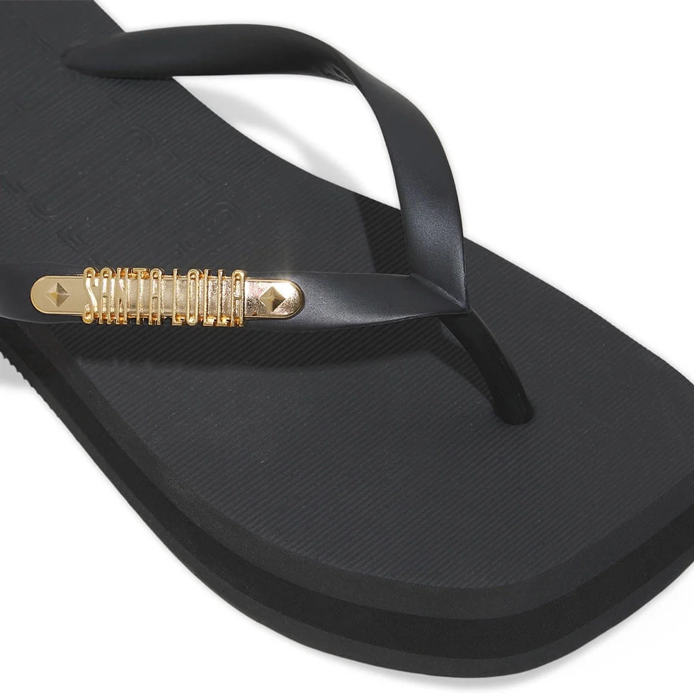 Chinelo Flatform Borracha Bico Quadrado Preto - vista 5 de 6
