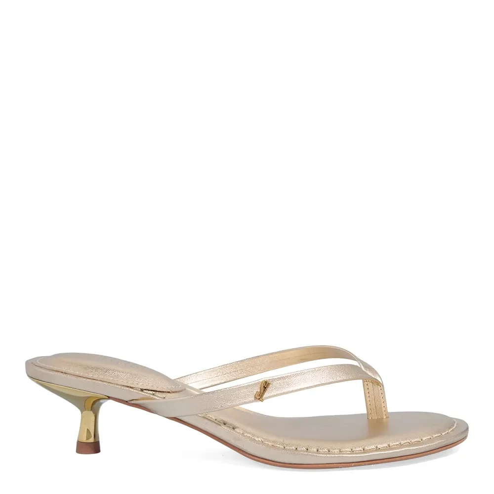 Mule Thong Couro Metalizado Dourado - vista 1 de 3