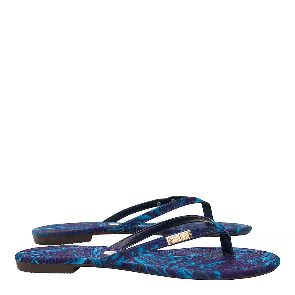 Rasteira Tricot Folhas Marinho - vista 2 de 5