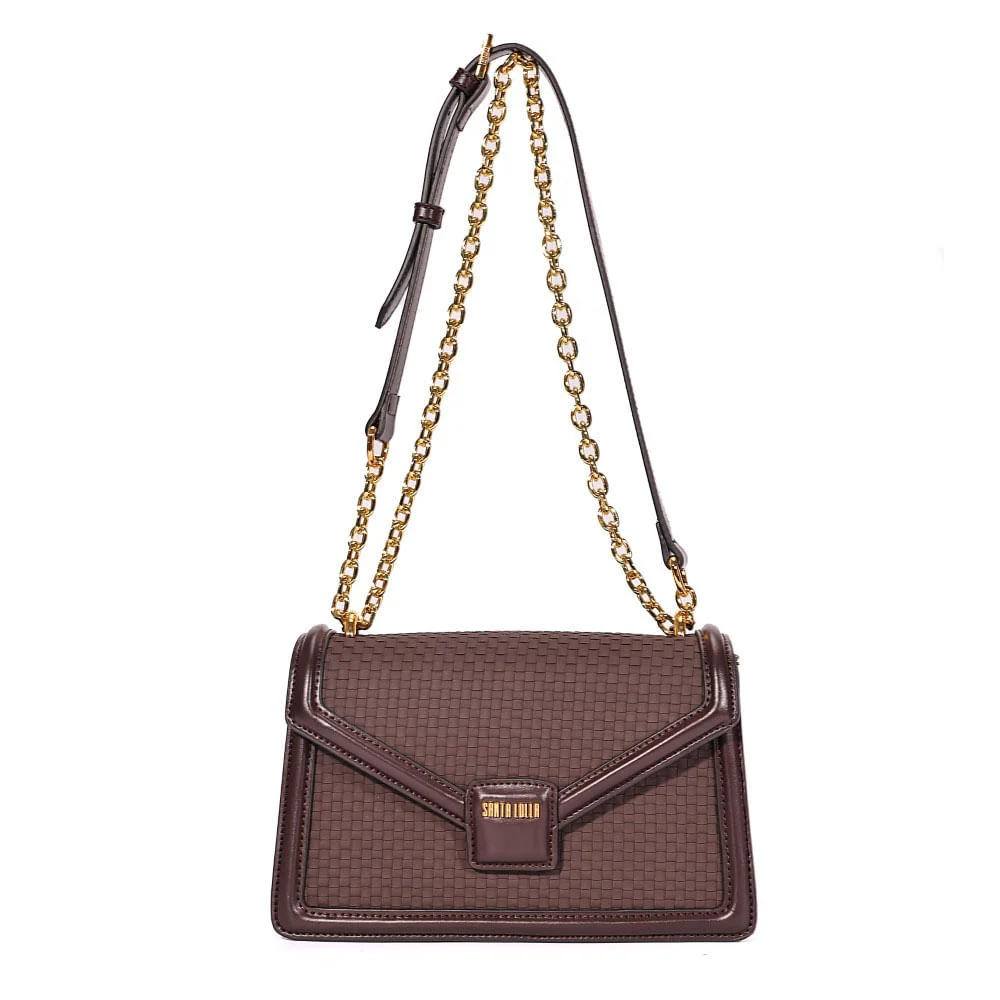 Bolsa Envelope Tressê Alça De Ombro Marrom Dark Cocoa - vista 1 de 8