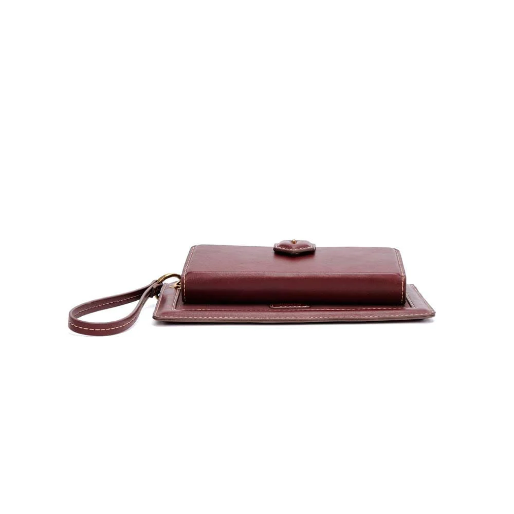 Kit Necessaire Alça De Mão e Carteira Material Rustico Roxo Berry - vista 4 de 5