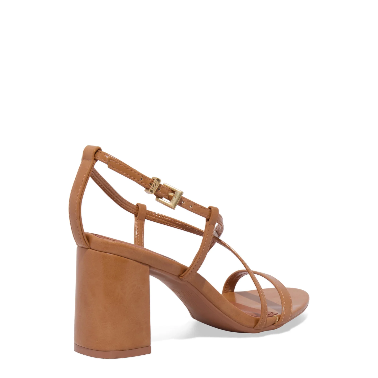 Sandália Napa Salto Bloco Marrom Camel - vista 3 de 3