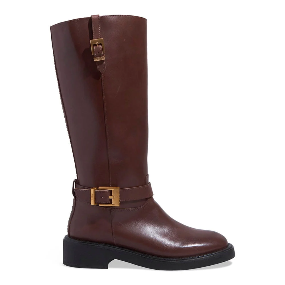 Bota Couro Confort Boot Cano Alto Montaria Marrom Dark - vista 1 de 4
