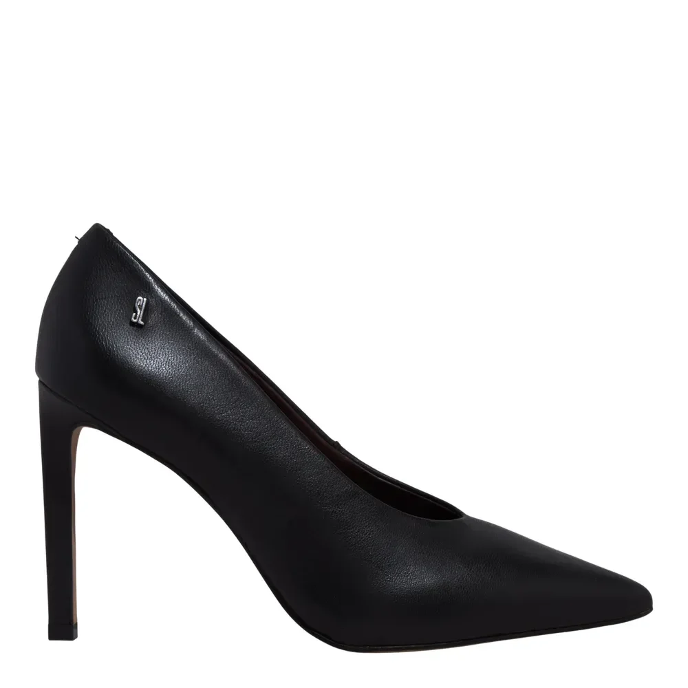 Scarpin Couro Pelica Soft Preto Bico Fino Salto Alto - vista 1 de 3