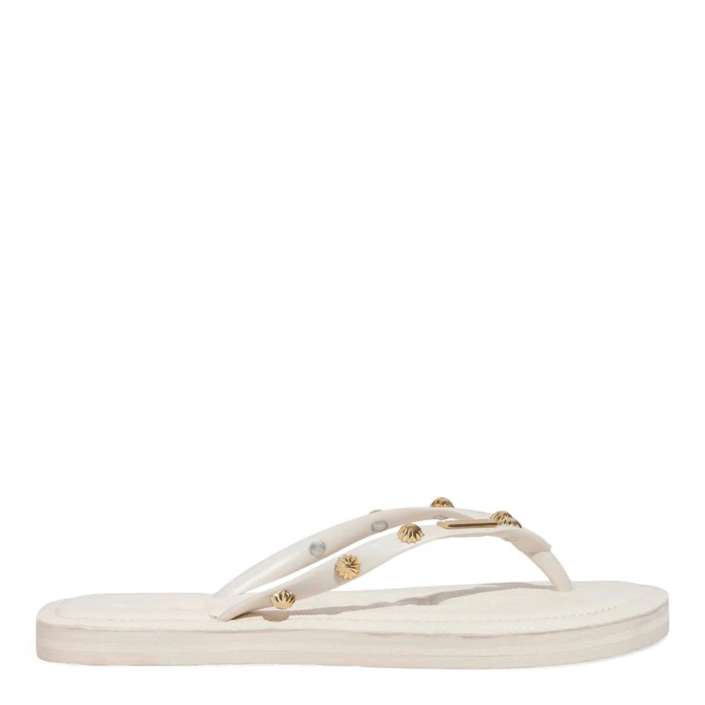 Chinelo Flip Flop Verniz Tachas Off White - vista 1 de 4