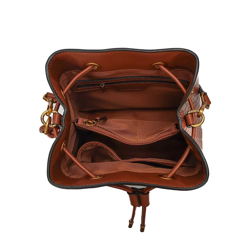 Bolsa Bucket Média Soft Cubos Caramelo Alça Dupla - vista 6 de 6