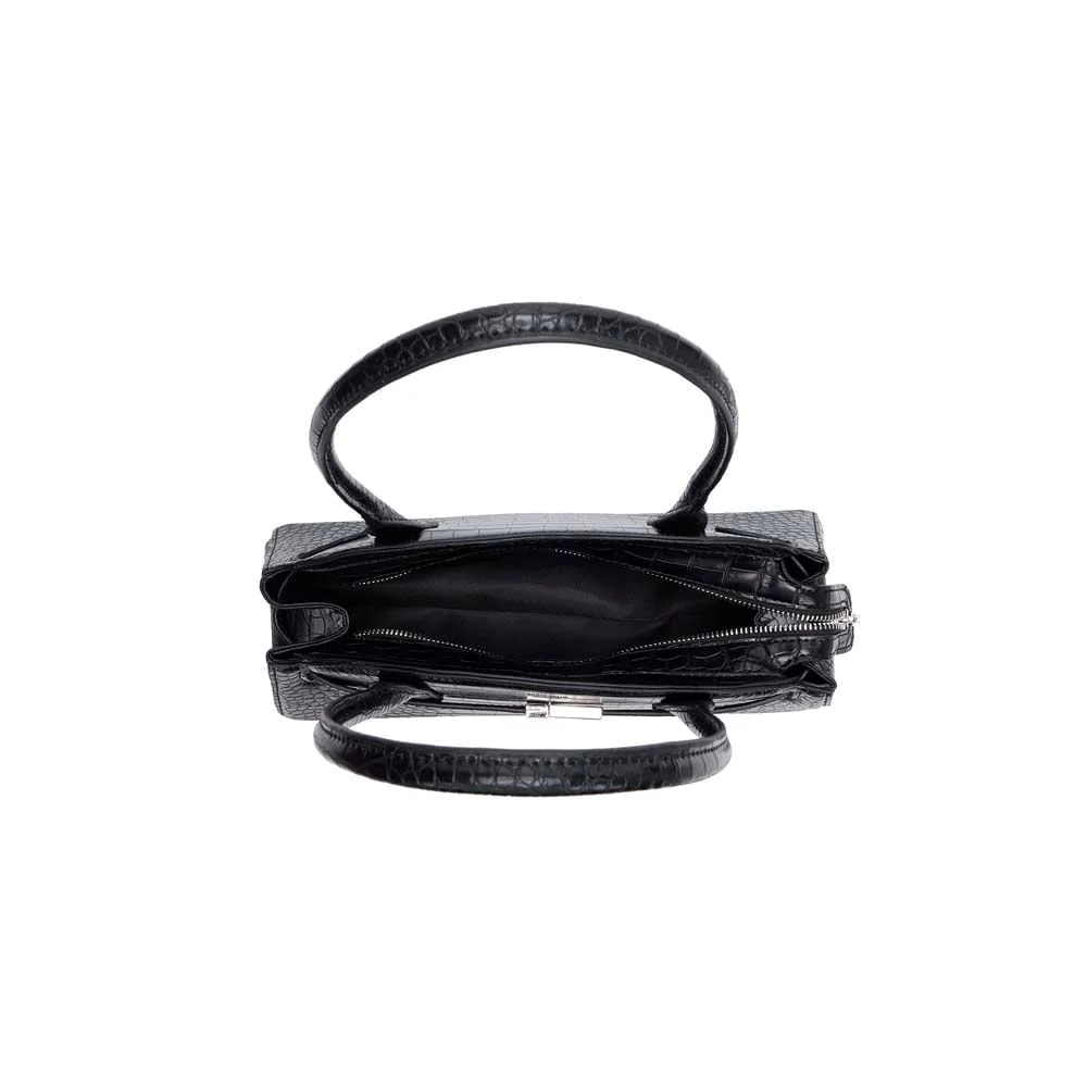 Bolsa Material Croco Preta Alça De Ombro - vista 6 de 6