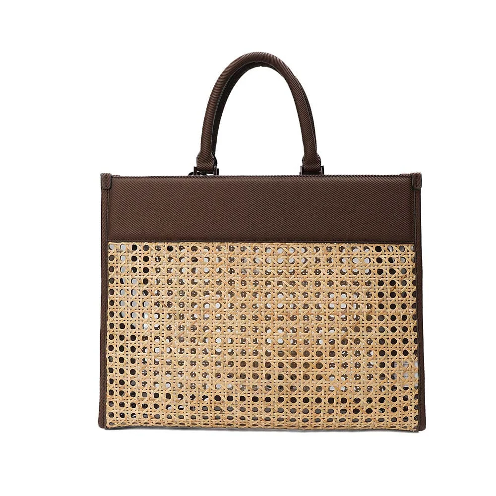 Bolsa Tote Grande Material Canvas Marrom Dark Alça Dupla - vista 5 de 7