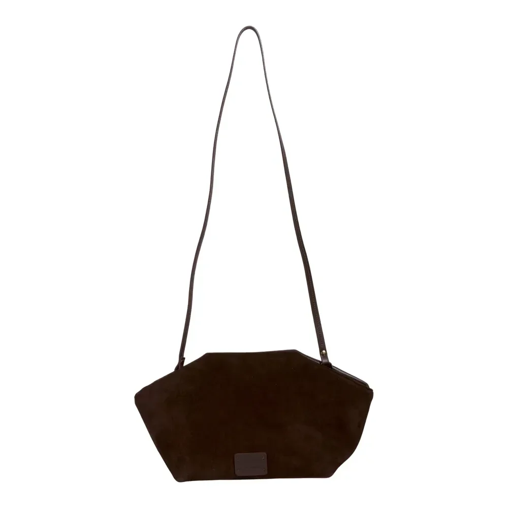 Bolsa Média Couro Camurça Marrom Dark Alça Transversal - vista 1 de 3