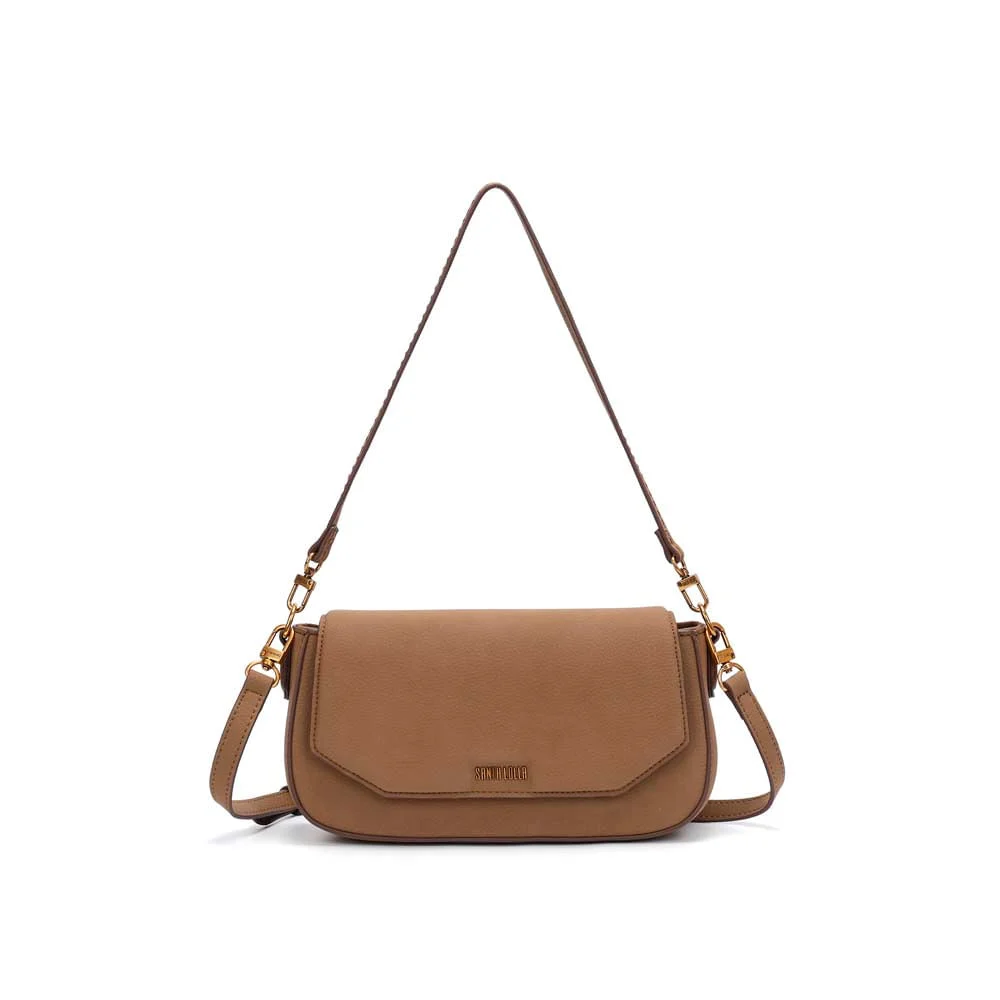 Bolsa Baguete Média Nobuck Marrom Fog Alça De Ombro - vista 1 de 5