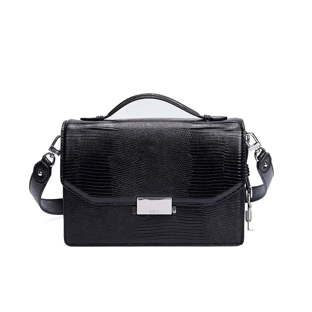 Bolsa Material Lizard Preta Alça Transversal - vista 1 de 7