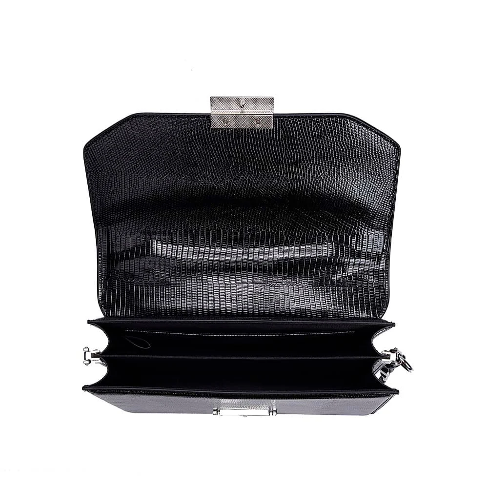 Bolsa Material Lizard Preta Alça Transversal - vista 7 de 7
