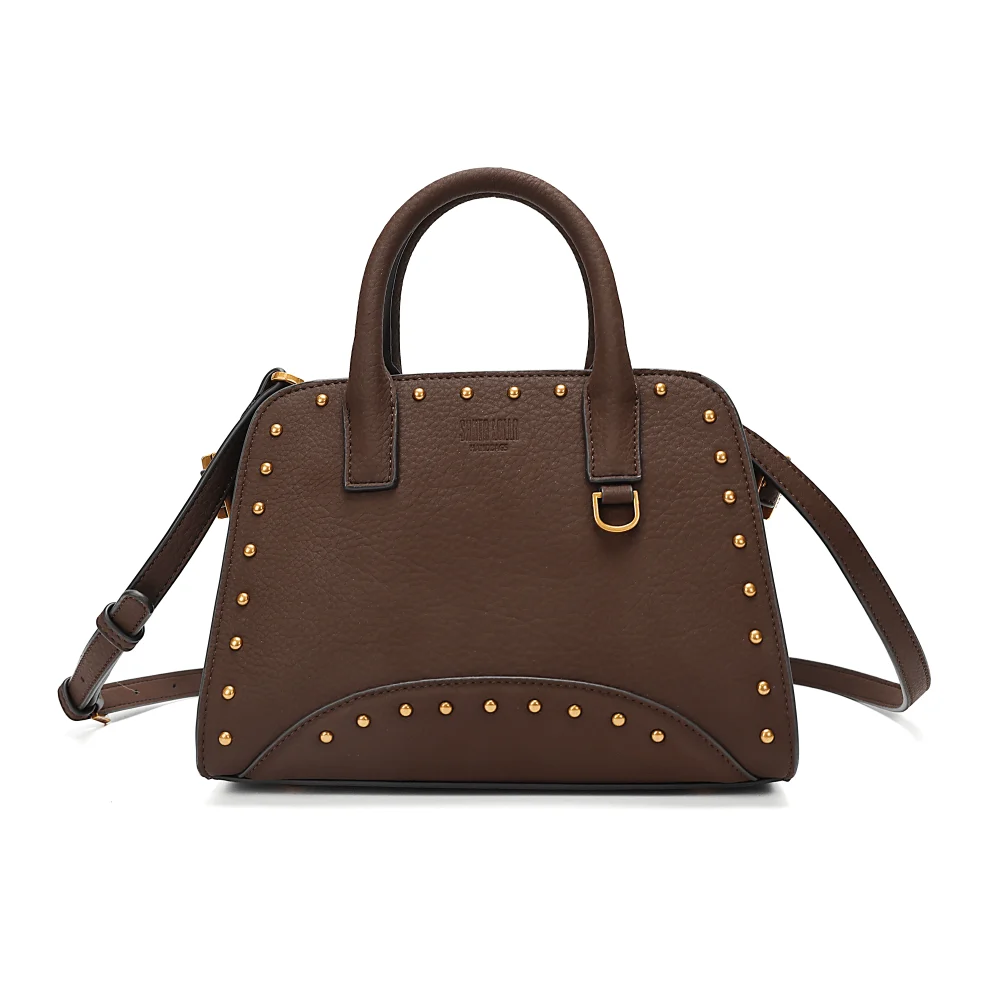 Bolsa Média Material Nobuck Marrom Dark Alça Dupla - vista 1 de 7