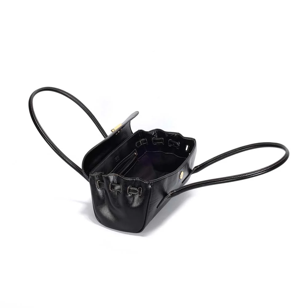 Bolsa Material Rustico Preta Alça De Ombro - vista 3 de 3