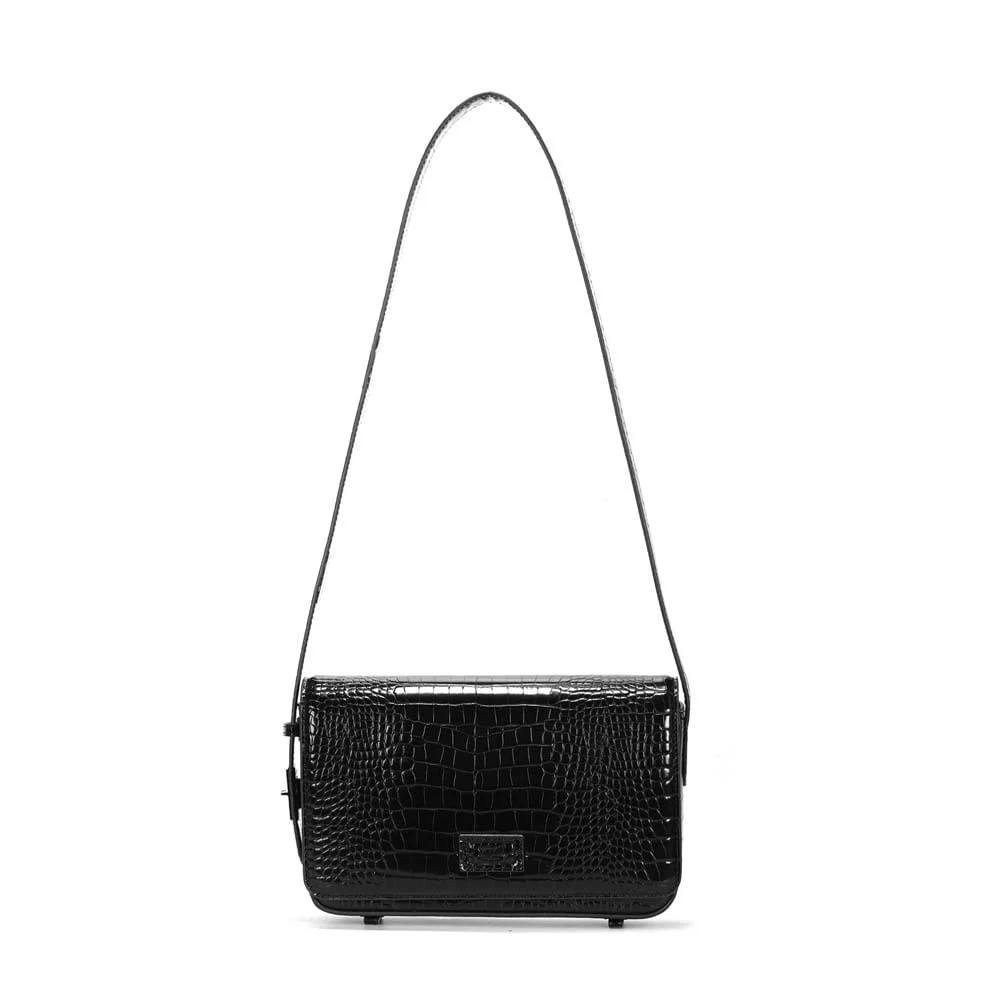 Bolsa Croco Preta Alça De Ombro - vista 1 de 4