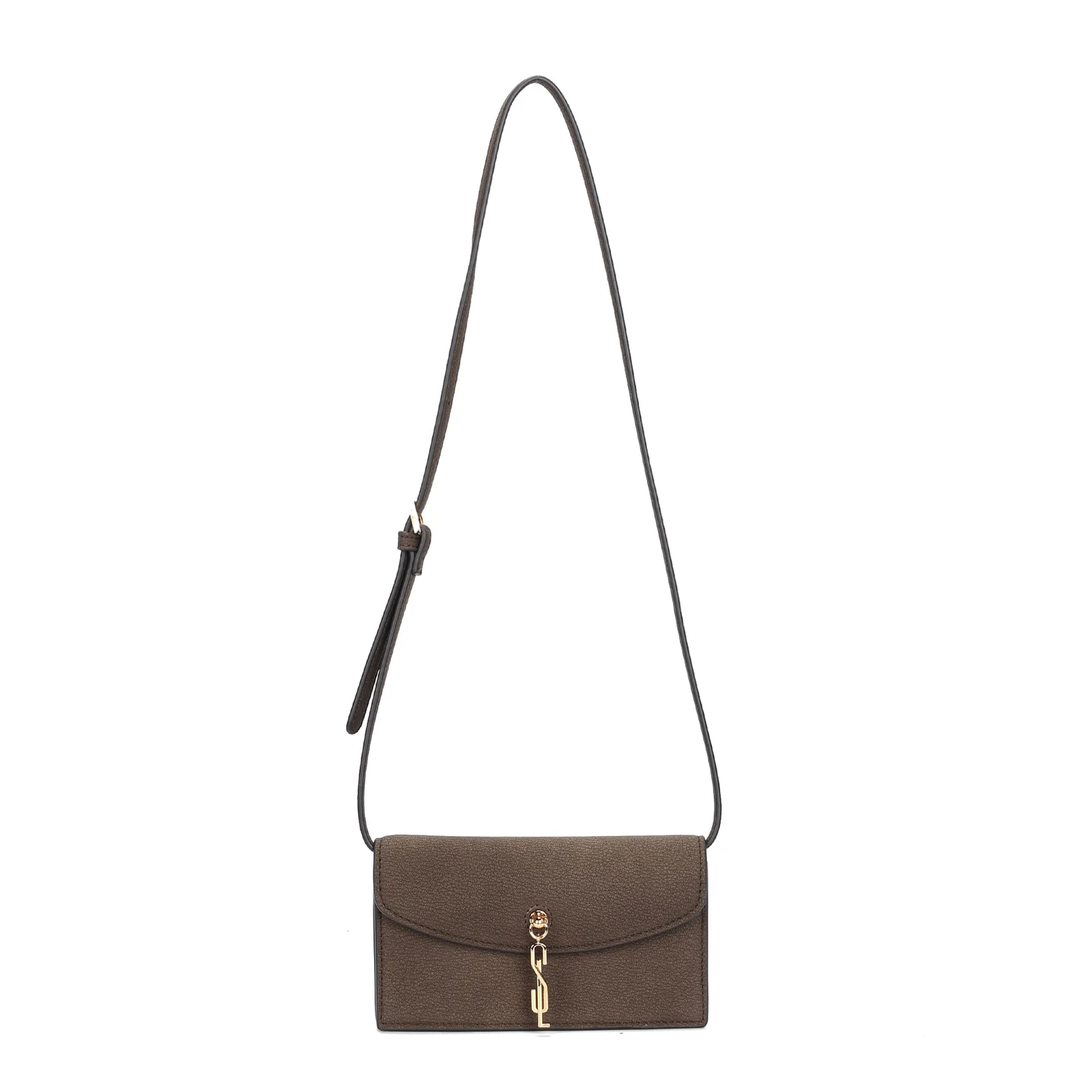 Bolsa Pequena Nobuck Marrom Alça De Ombro - vista 1 de 3