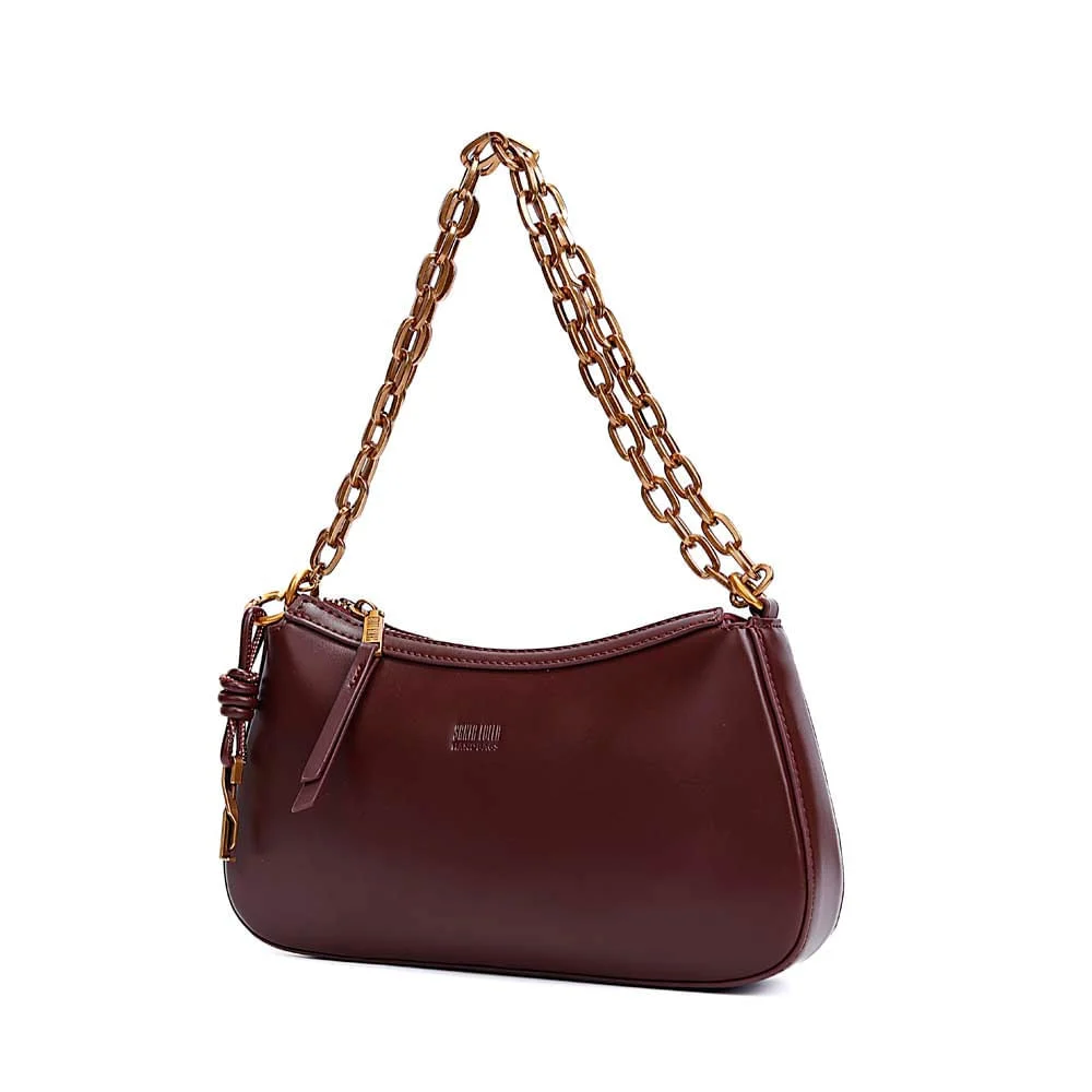 Bolsa Pequena Baguete Soft Roxo Berry Alça De Ombro Corrente - vista 3 de 7