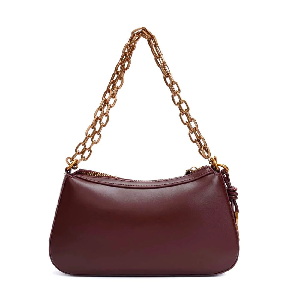 Bolsa Pequena Baguete Soft Roxo Berry Alça De Ombro Corrente - vista 5 de 7