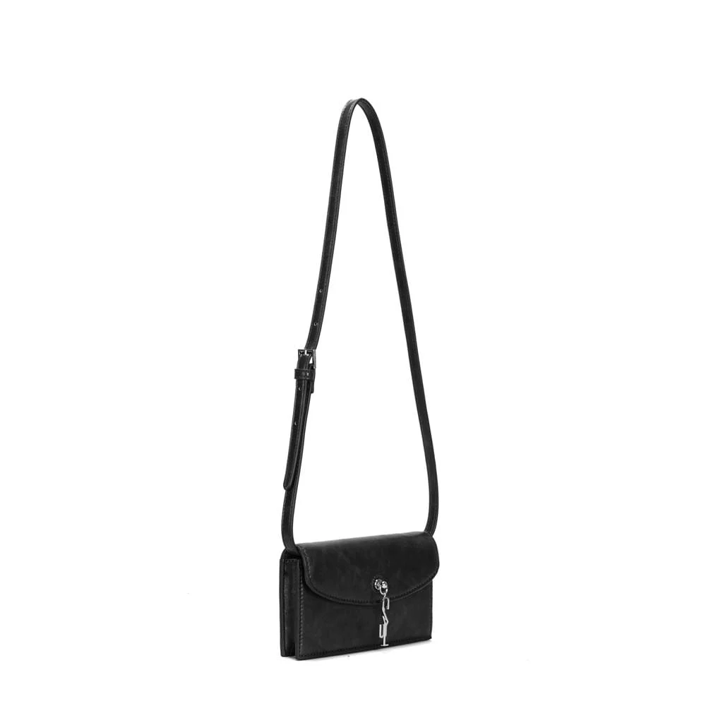 Bolsa Pequena Rustico Preta Alça De Ombro - vista 2 de 3