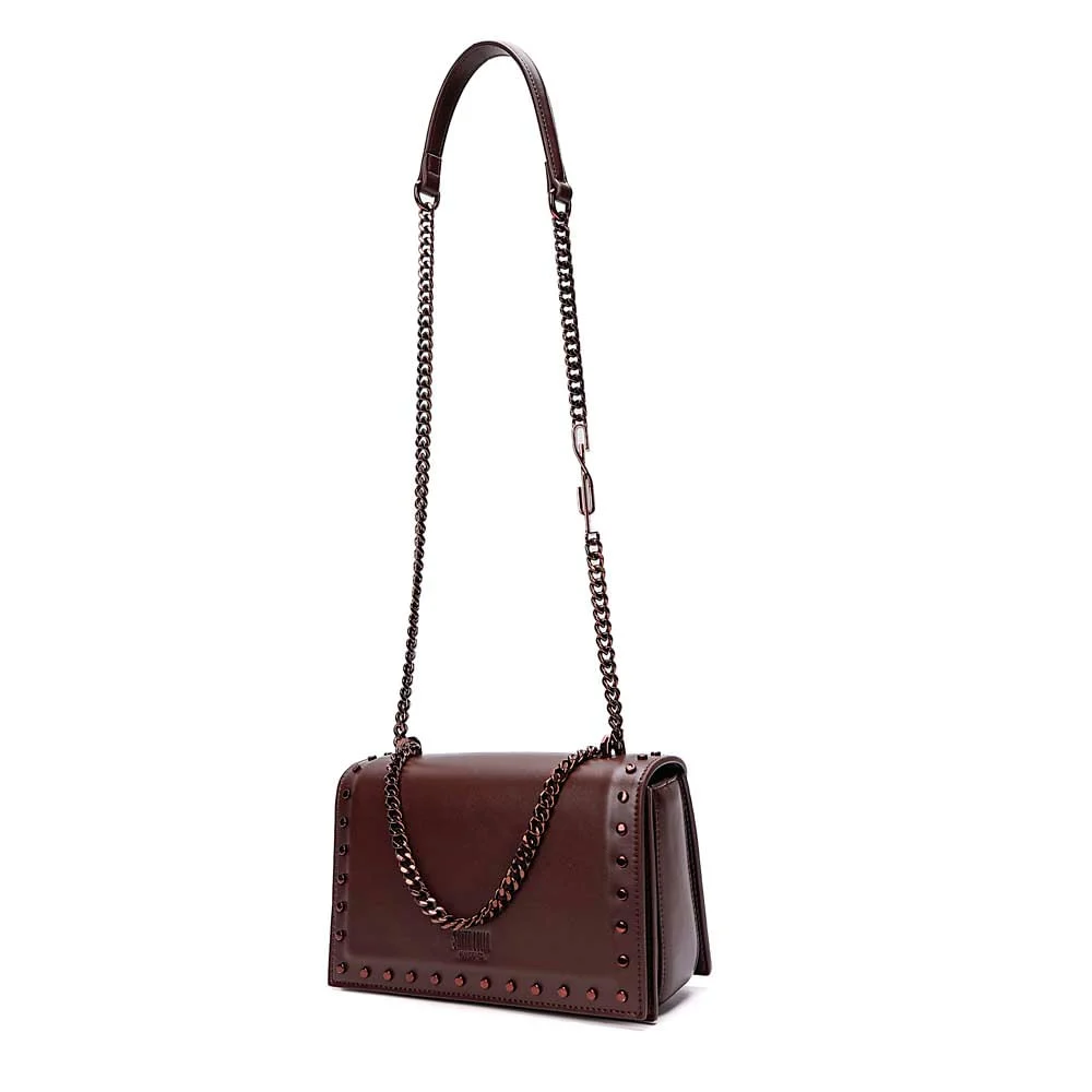 Bolsa Pequena Soft Marrom Dark Alça De Ombro Corrente - vista 3 de 7