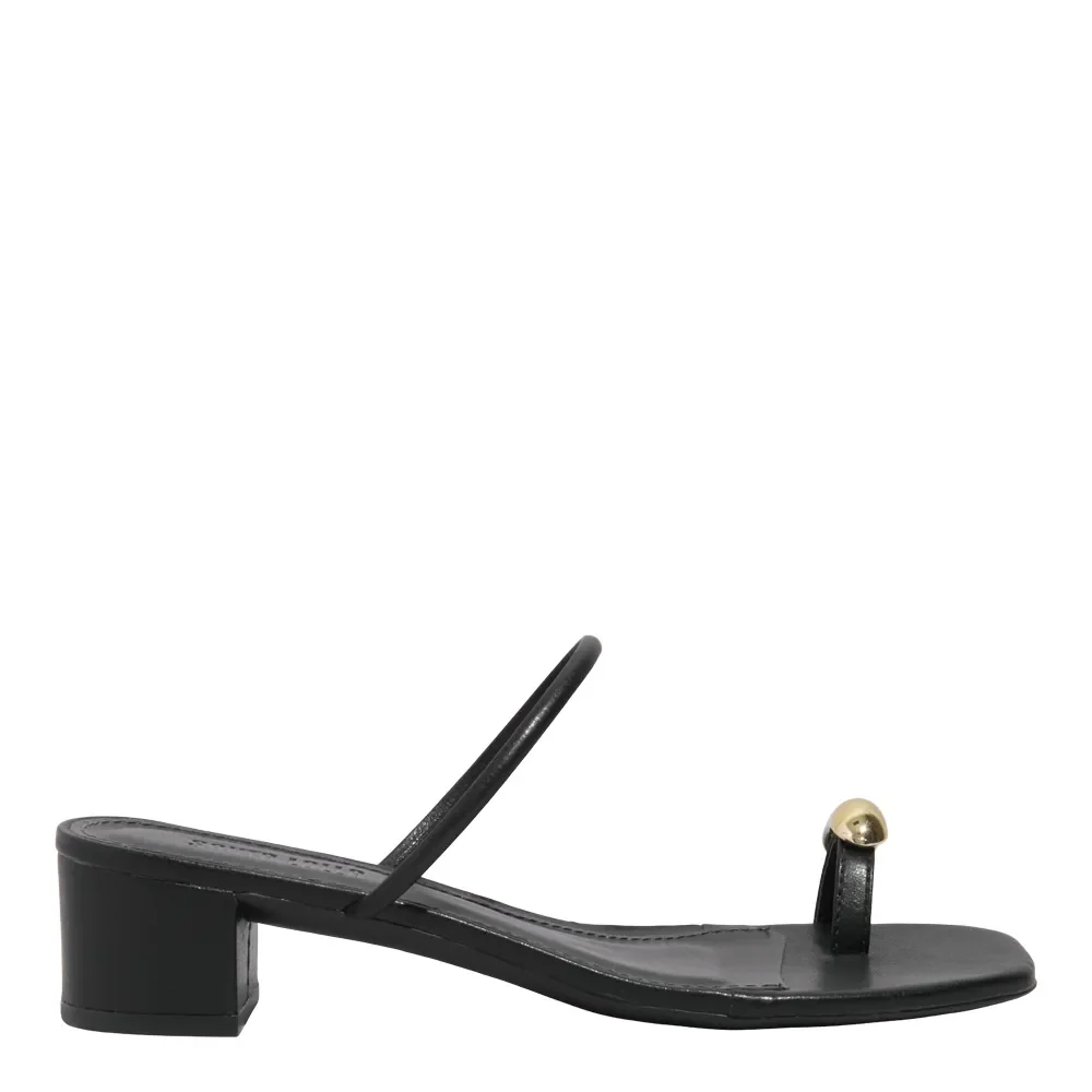Mule Thong Napa Soft Preta Salto Bloco Baixo - vista 1 de 4