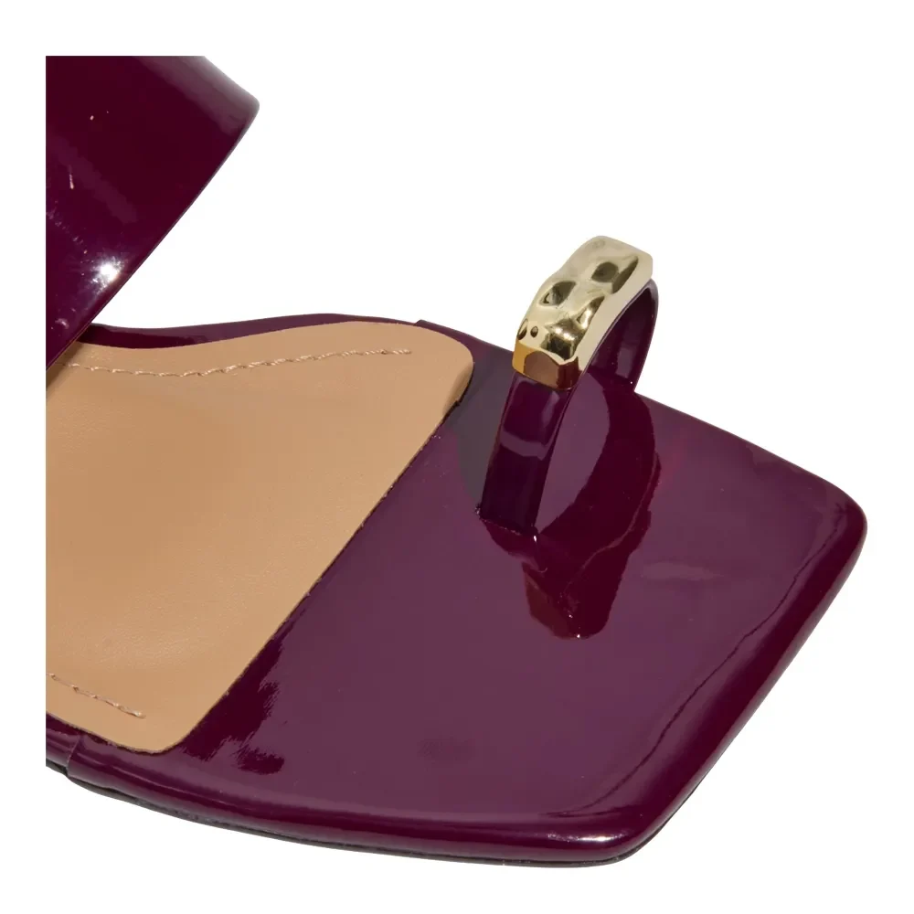 Mule Thong Verniz Roxo Berry Salto Grosso Baixo - vista 3 de 3