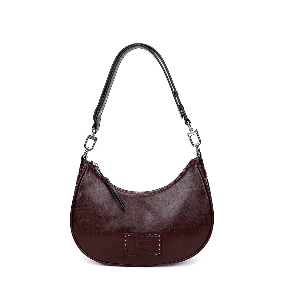 Bolsa Meia Lua Material Rustico Roxo Berry Alça De Ombro - vista 1 de 7