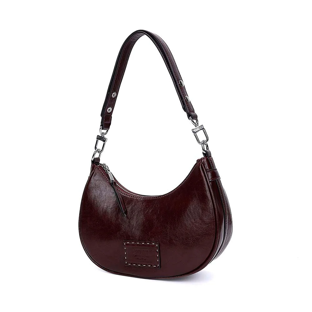 Bolsa Meia Lua Material Rustico Roxo Berry Alça De Ombro - vista 3 de 7