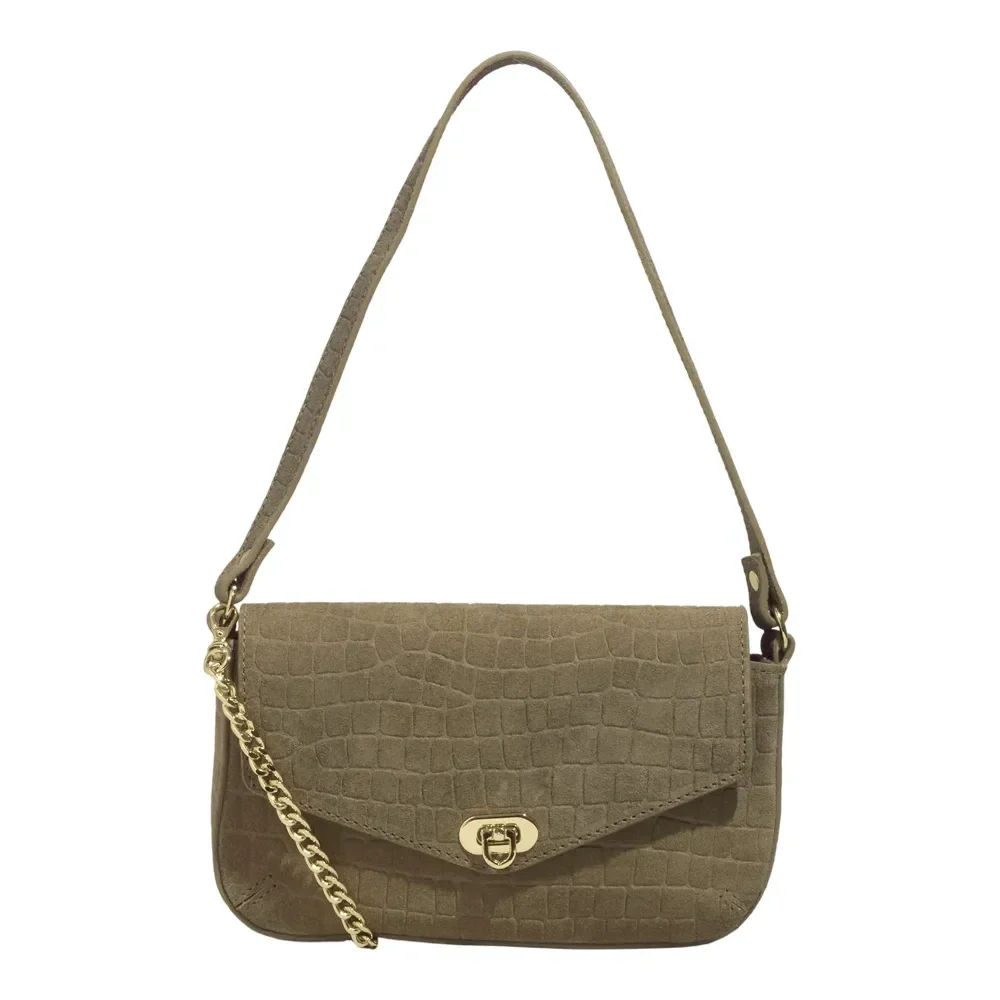 Bolsa P Couro Camurça Croco Fog - vista 1 de 3