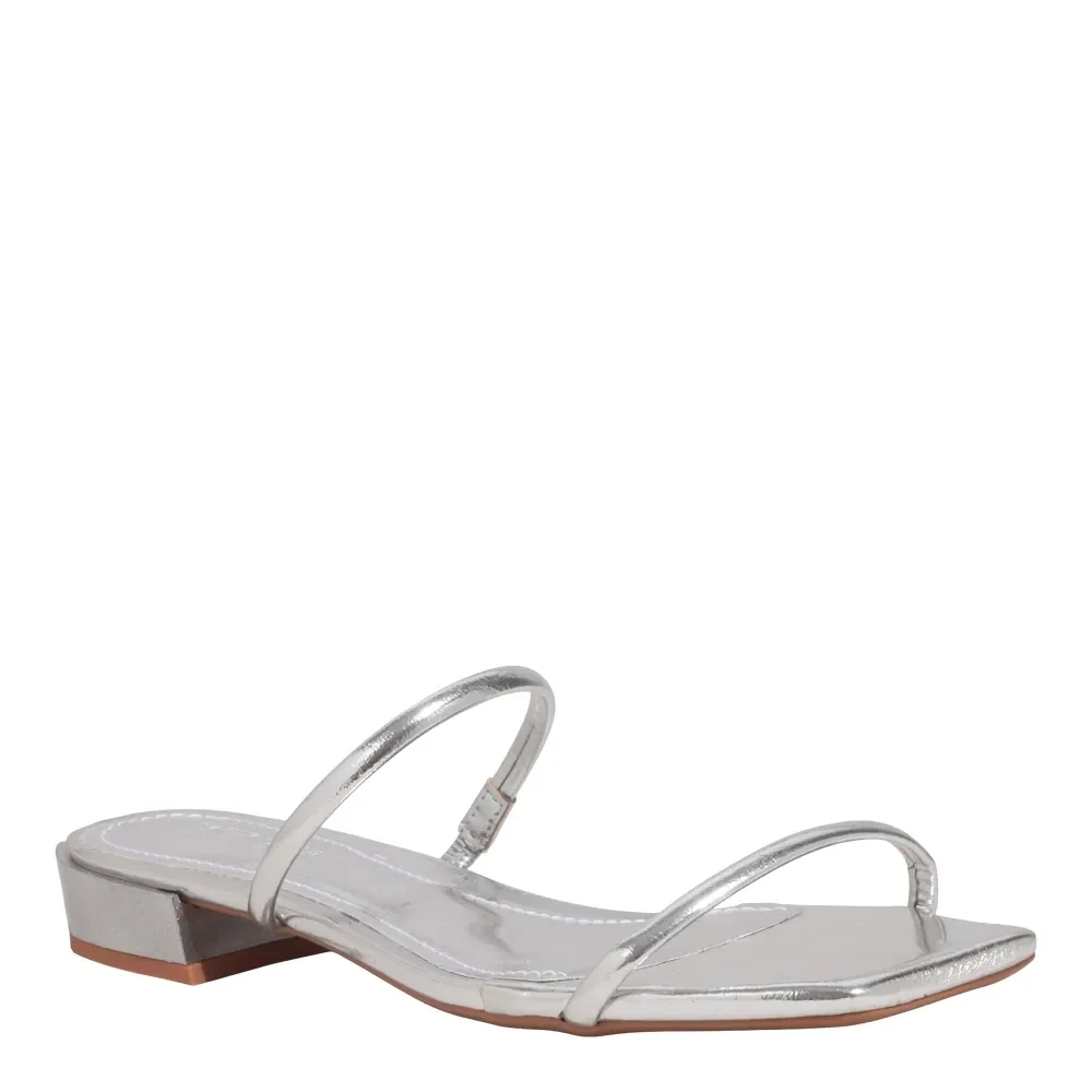 Mule Metalizado Reflexo Prata Bico Quadrado - vista 2 de 4