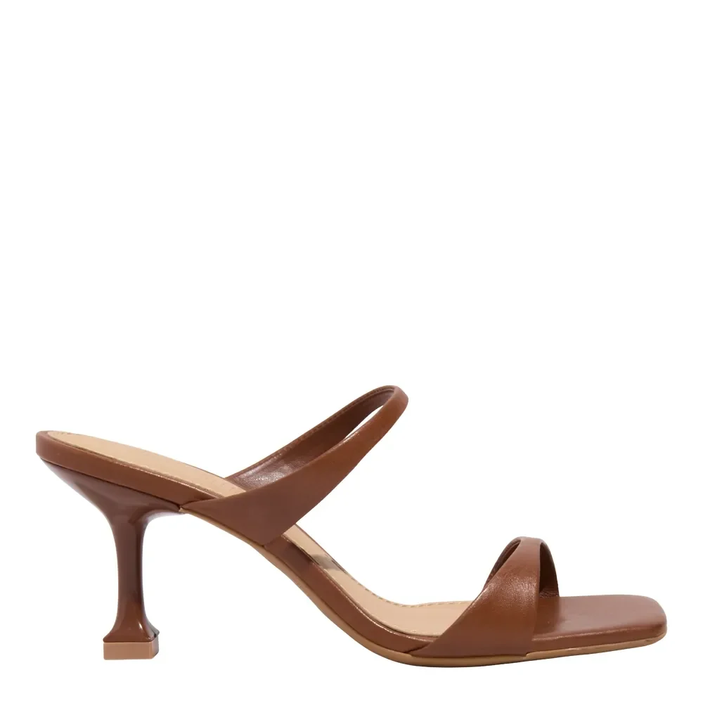 Mule Couro Premium Marrom Terracota Salto Alto Fino - vista 1 de 3