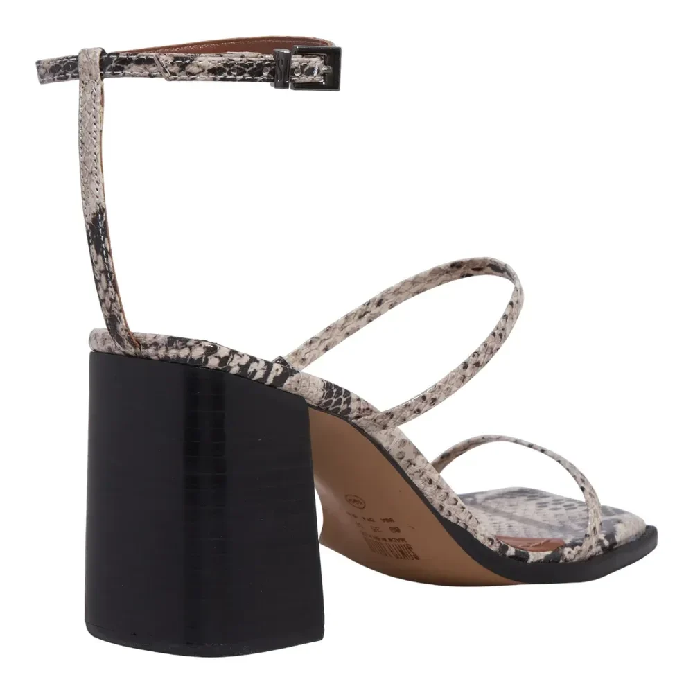 Sandália Lolla Couro Salto Bloco Animal Print Cobra - vista 3 de 3