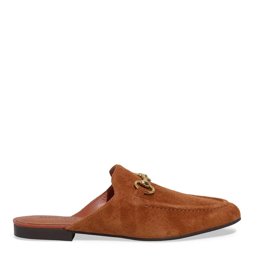 Mule Mocassim Couro Camurça Bico Redondo Marrom Brick - vista 1 de 4