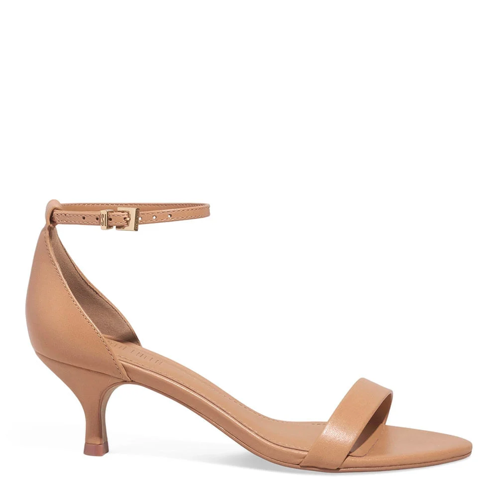 Sandalia Couro Soft Salto Baixo Bege - vista 1 de 3