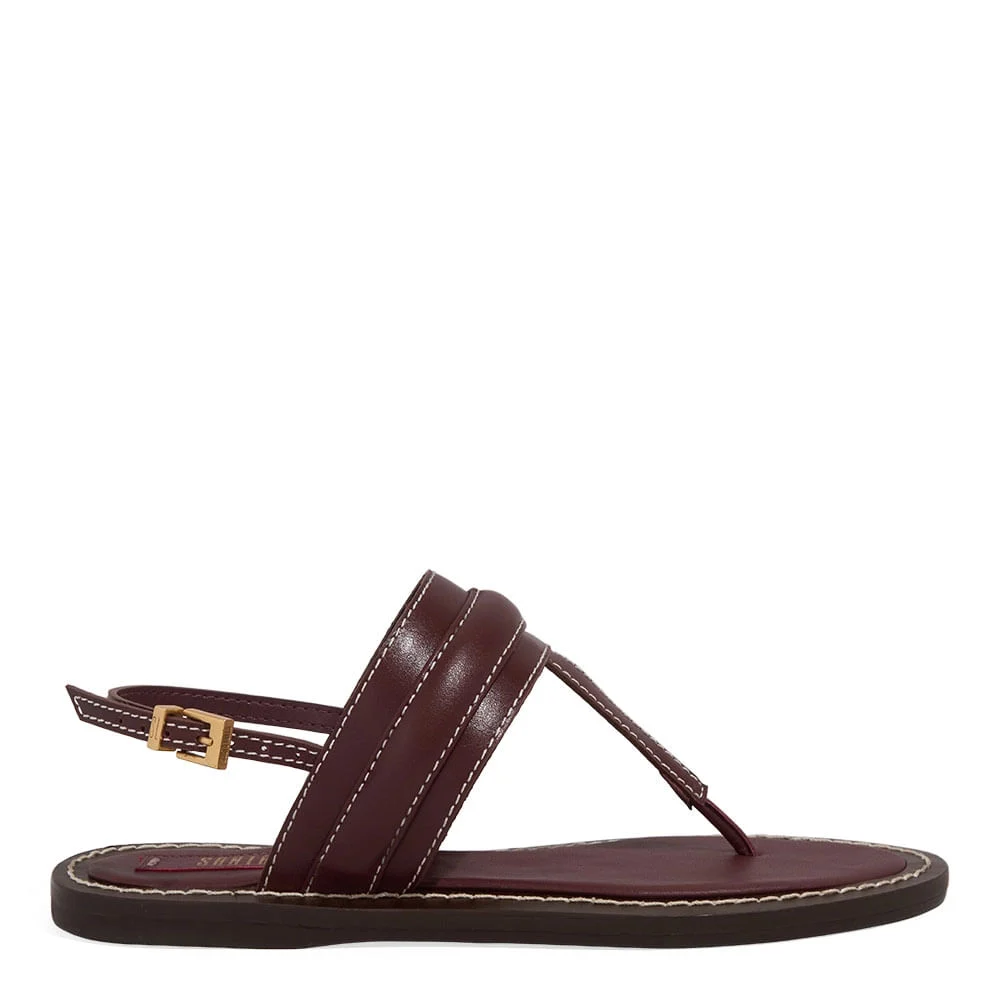 Rasteira Thong Couro Confort Roxo Berry - vista 2 de 6