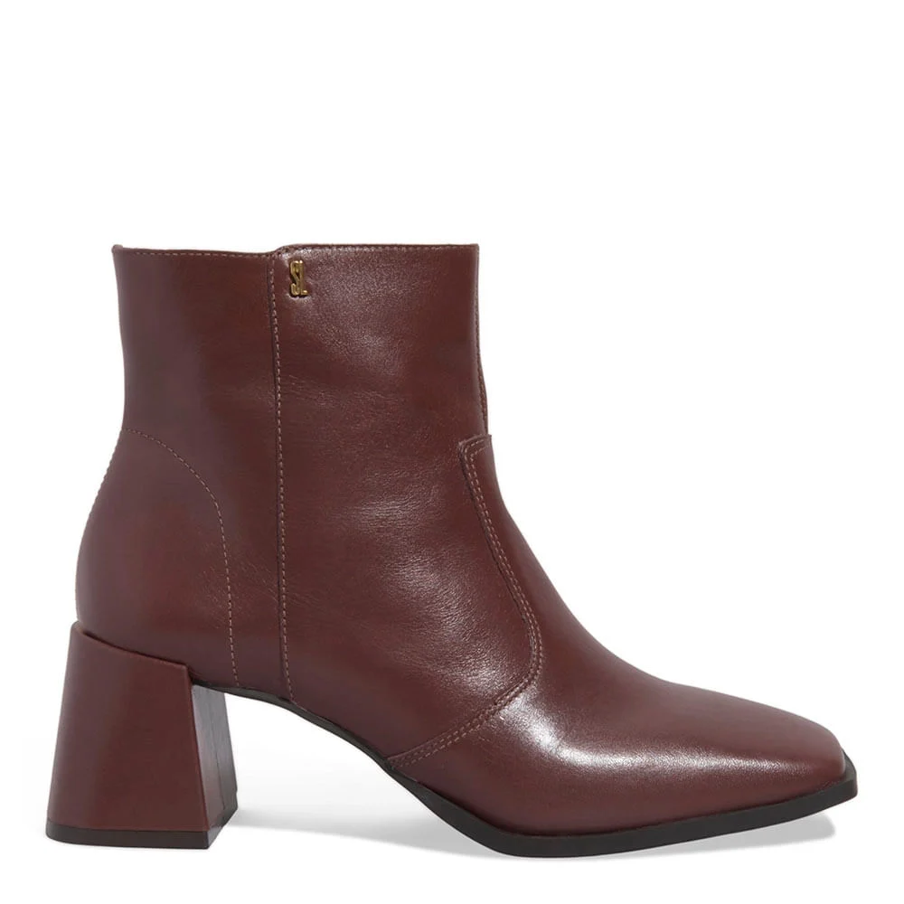 Bota Couro Nobre Soft Cano Curto Salto Grosso Marrom Cocoa - vista 1 de 3