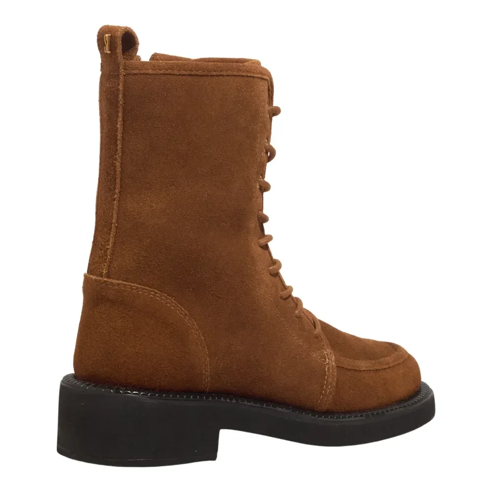 Bota Coturno Couro Camurça Cano Médio Marrom Safari - vista 3 de 3