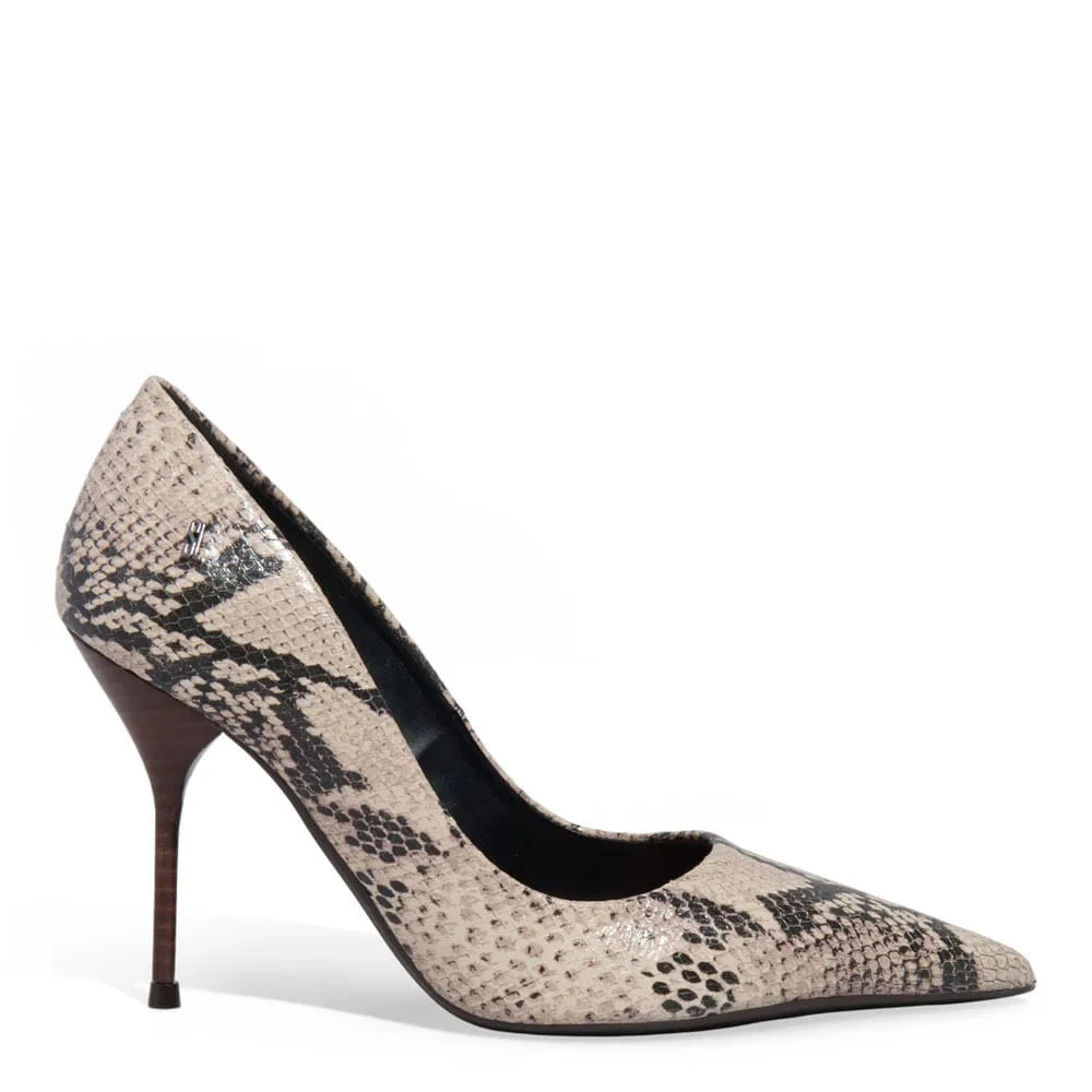 Scarpin Couro Estampa Animal Print Onça Bico Fino Salto Agulha - vista 1 de 3