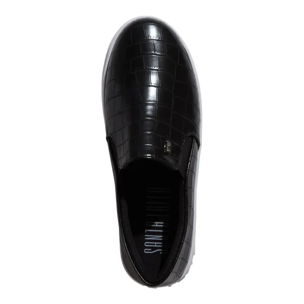 Tênis Slip On Plataforma Croco Preto - vista 4 de 4