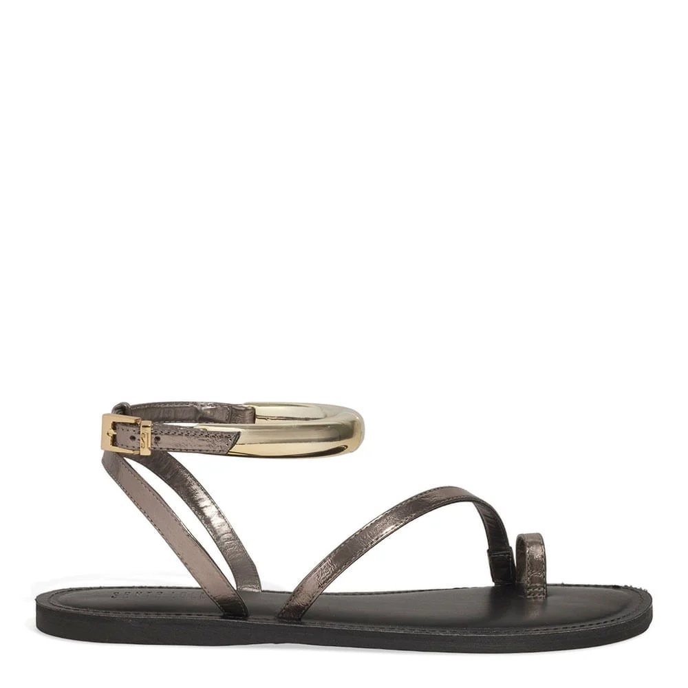 Rasteira Thong Metalizado Reflexo Cinza Pewter - vista 1 de 4