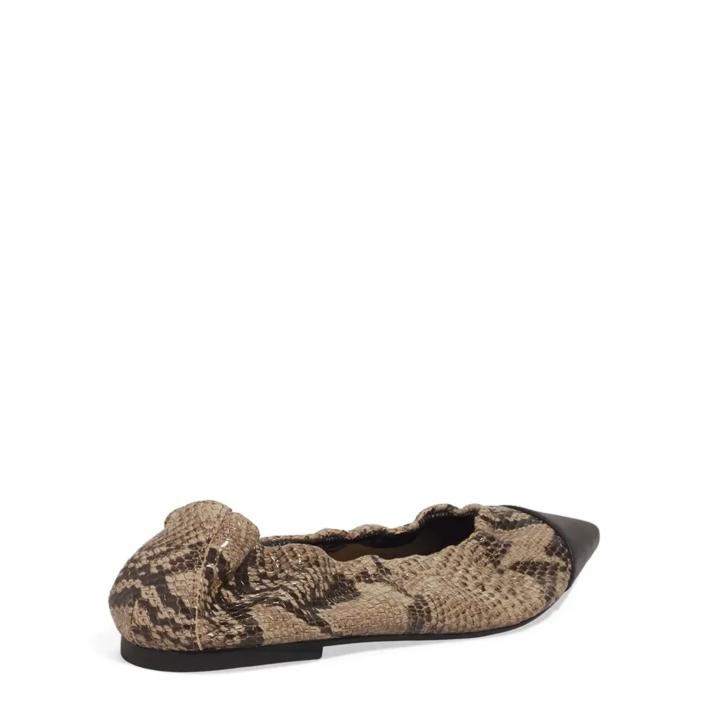 Sapatilha Couro Estampa Animal Print Cobra Bico Fino - vista 3 de 4