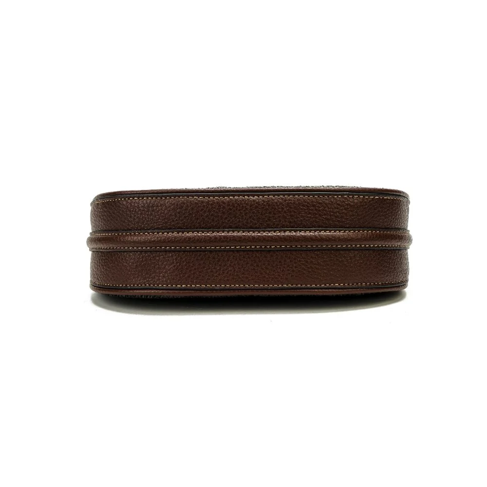 Bolsa Baguete Pequena Tramado Marrom Dark - vista 6 de 7