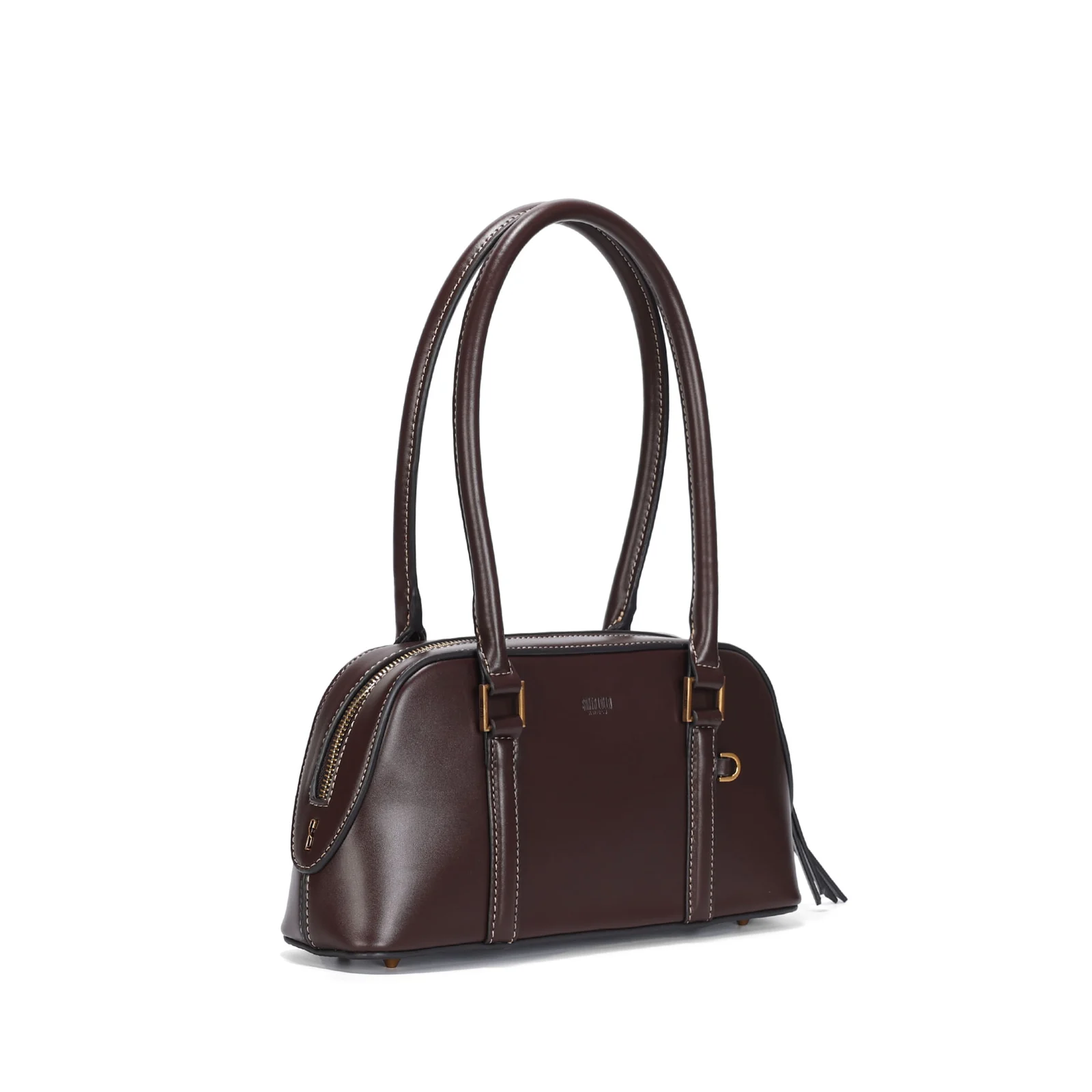 Bolsa De Ombro Estruturada Soft Liso Marrom Dark - vista 2 de 3
