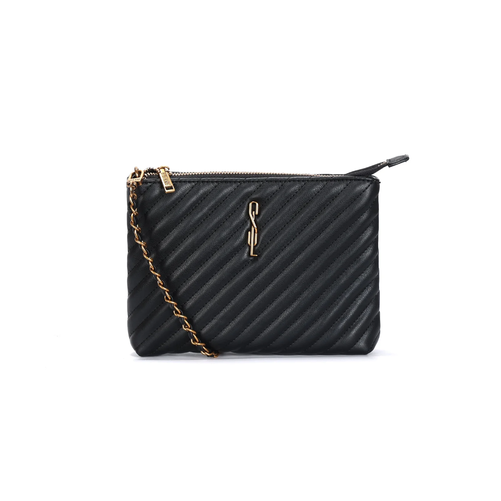 Bolsa Clutch Soft Preto Matelassê Alça Corrente - vista 1 de 3