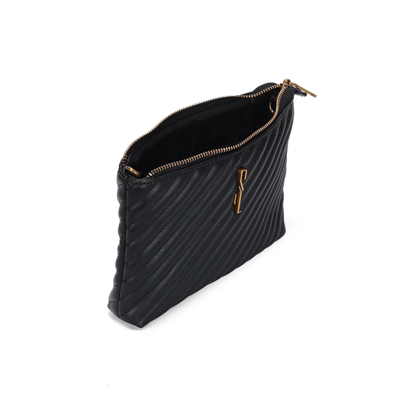 Bolsa Clutch Soft Preto Matelassê Alça Corrente - vista 3 de 3