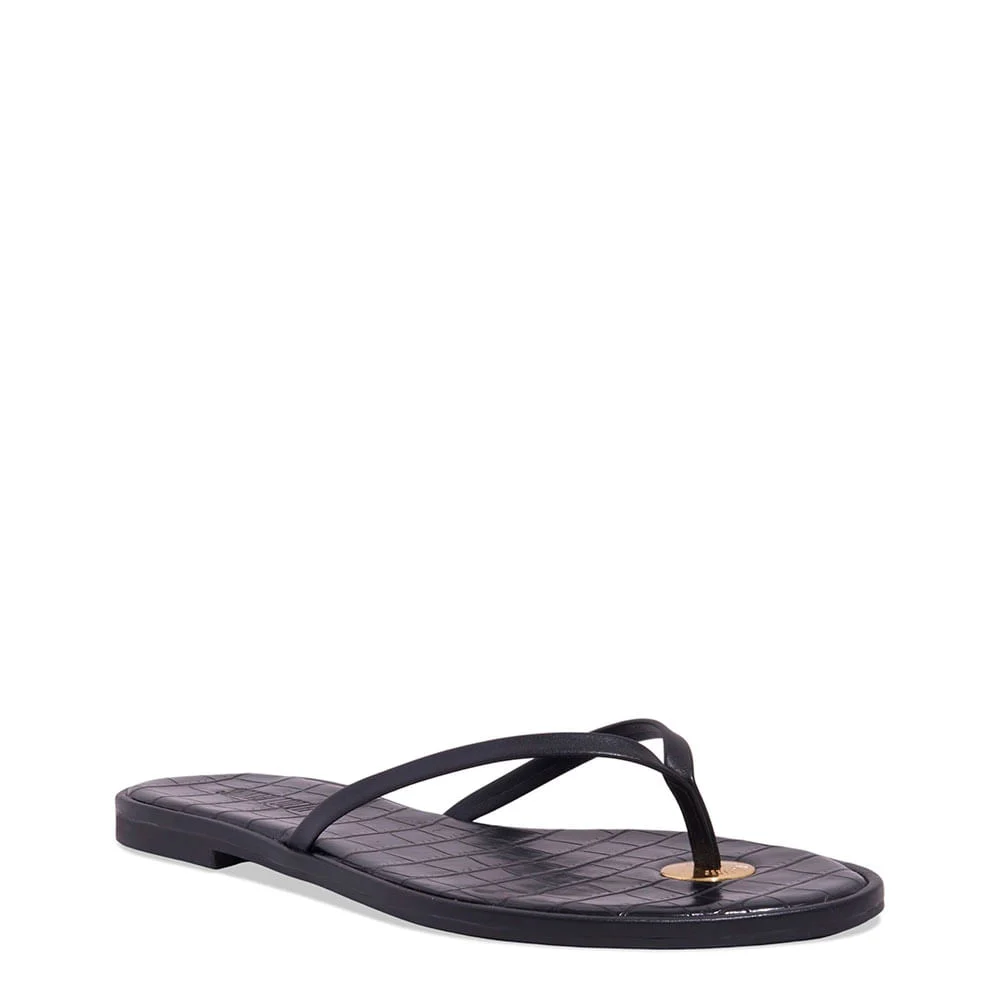 Rasteira Slim Napa Preto Croco - vista 2 de 4