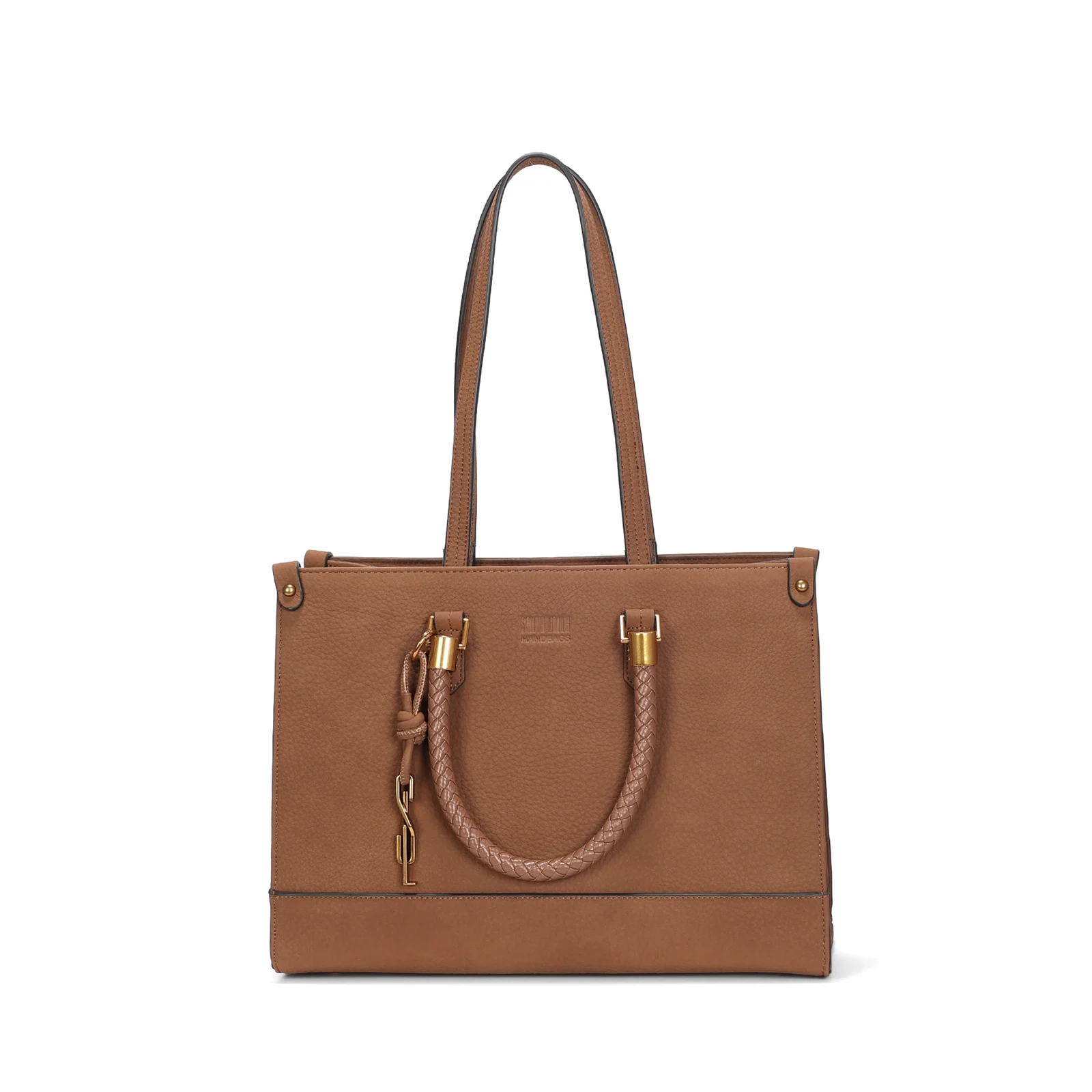 Bolsa Grande Estruturada Nobuck Marrom Safari Alça Dupla - vista 1 de 3
