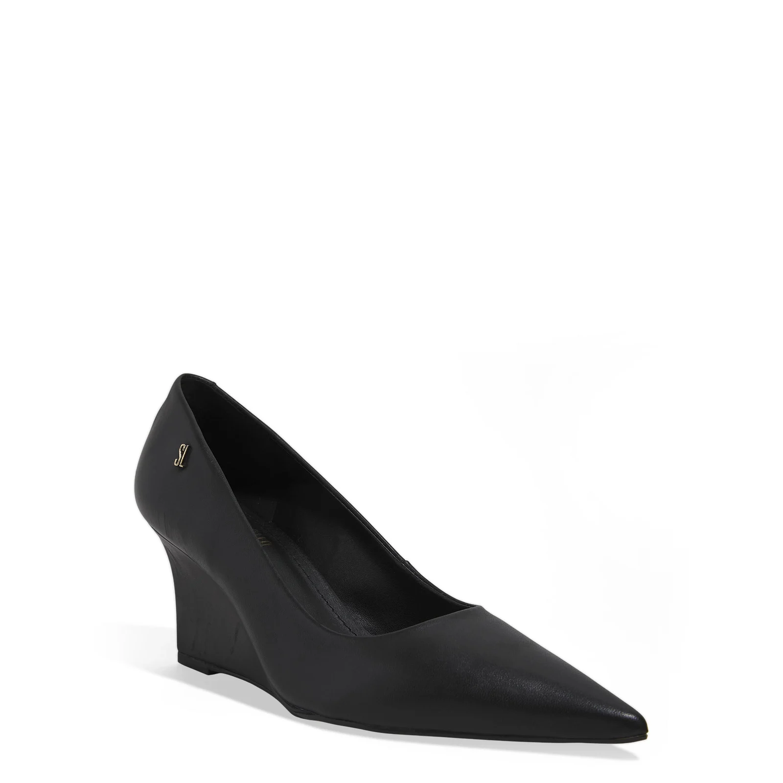 Scarpin Anabela Couro Pelica Soft Salto Médio Preto - vista 2 de 3