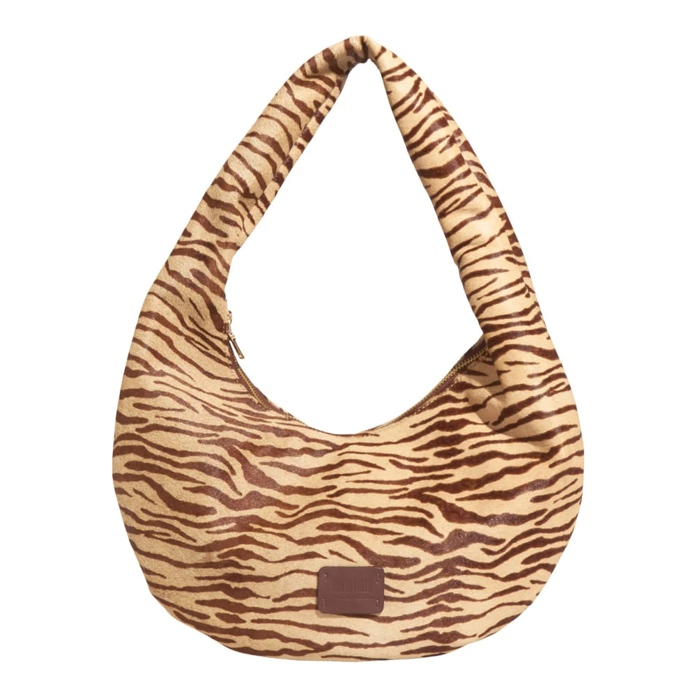 Bolsa Hobo Animal Print Couro Pelo Zebra Bege - vista 1 de 3